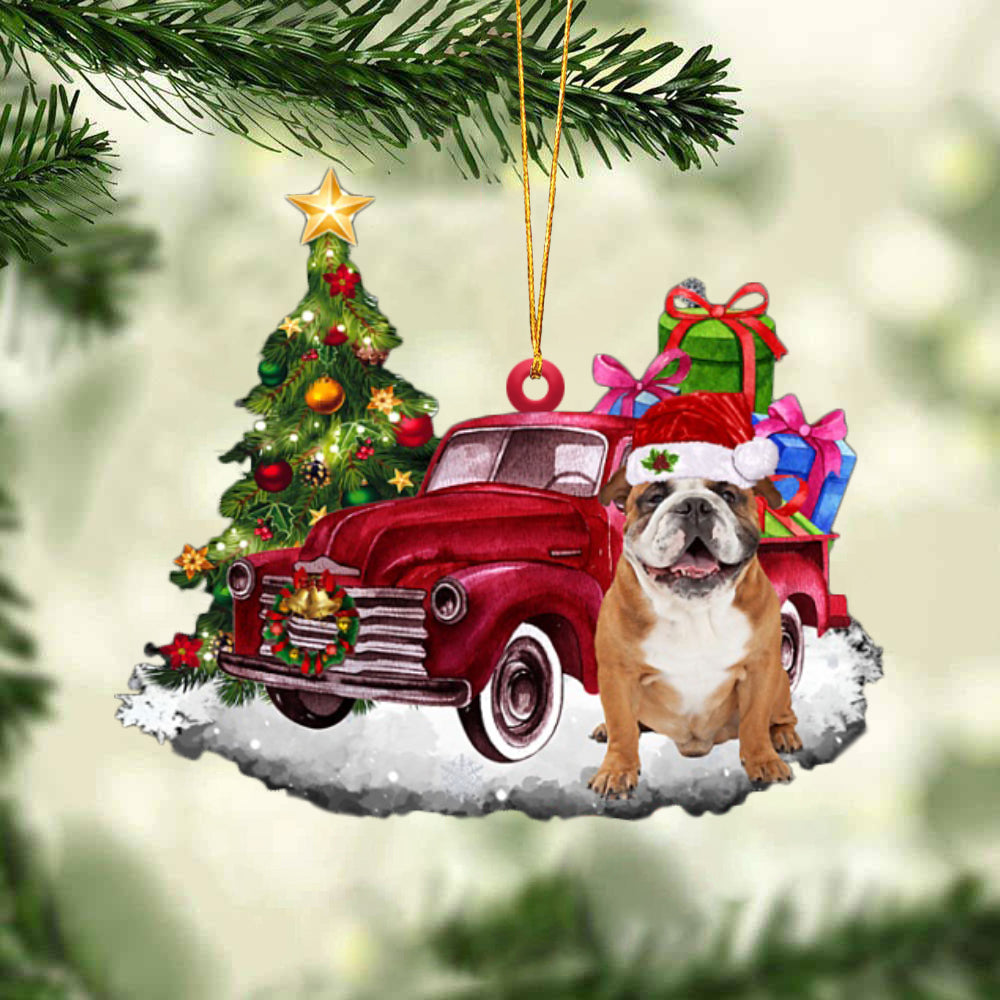 English Bulldog Tis The Season Two Sided Ornament