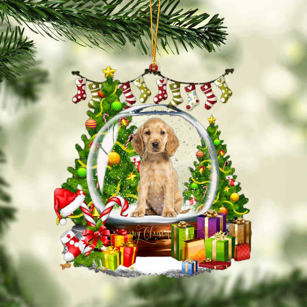 English Cocker Spaniel-Christmas Crystal Box Dog-Two Sided Ornament