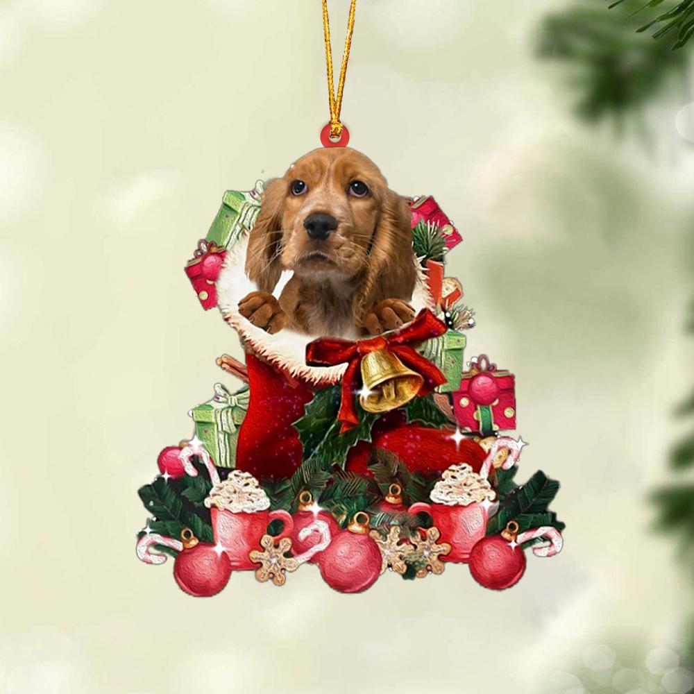English Cocker Spaniel-Red Boot Hanging Ornament