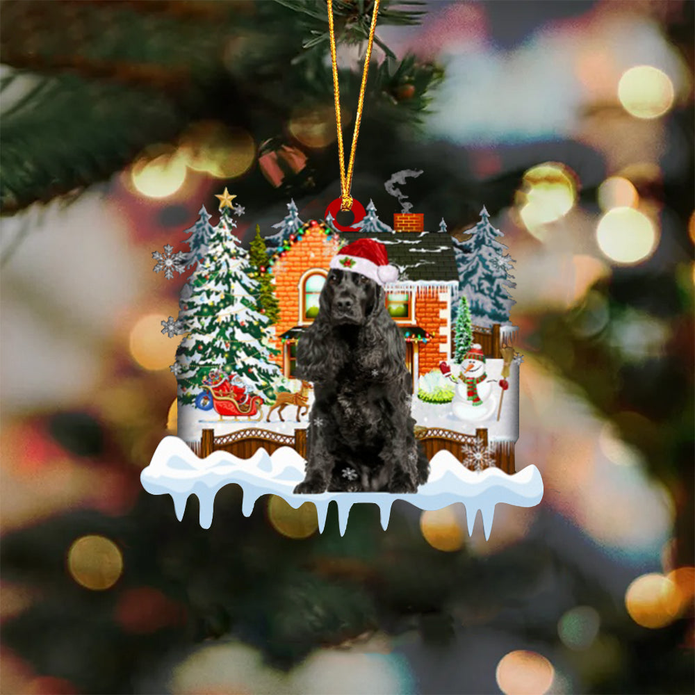 English Cocker Spaniel 1-Xmas House-Two Sided Ornament
