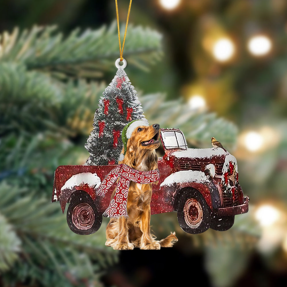 English Cocker Spaniel 2-Christmas Truck Two Sided Ornament