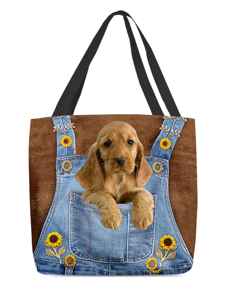 English Cocker Spanie l And Sunflower-Cloth Tote Bag