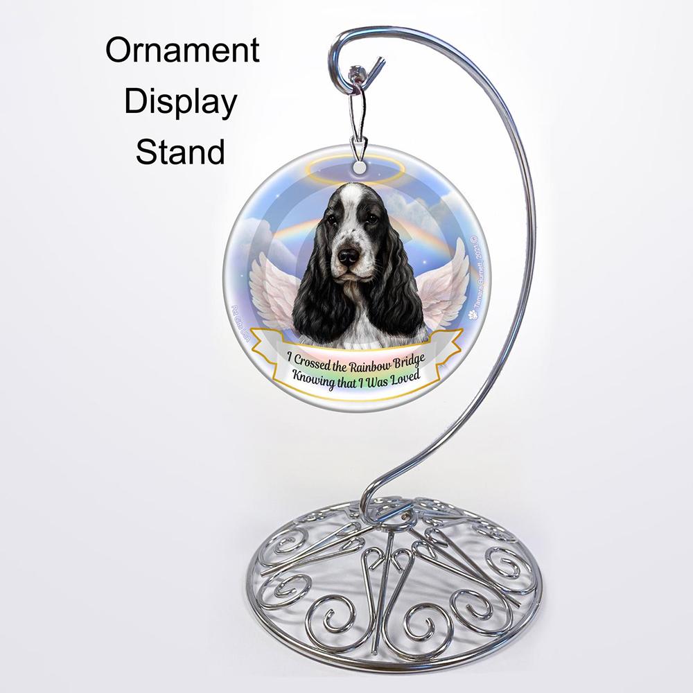 Rainbow Bridge Memorial-English Cocker Spaniel Black &amp; White Porcelain Hanging Ornament