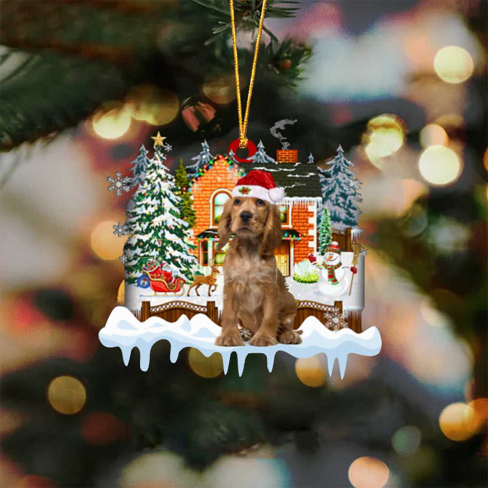 English Cocker Spaniel-Xmas House-Two Sided Ornament