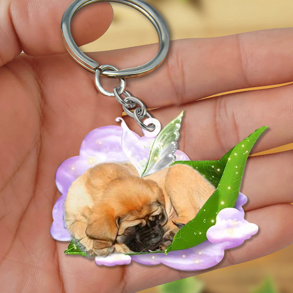 English Mastiff-Sleep On Fallen Leaves Flat Acrylic Keychain