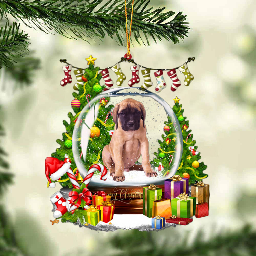 English Mastiff-Christmas Crystal Box Dog-Two Sided Ornament