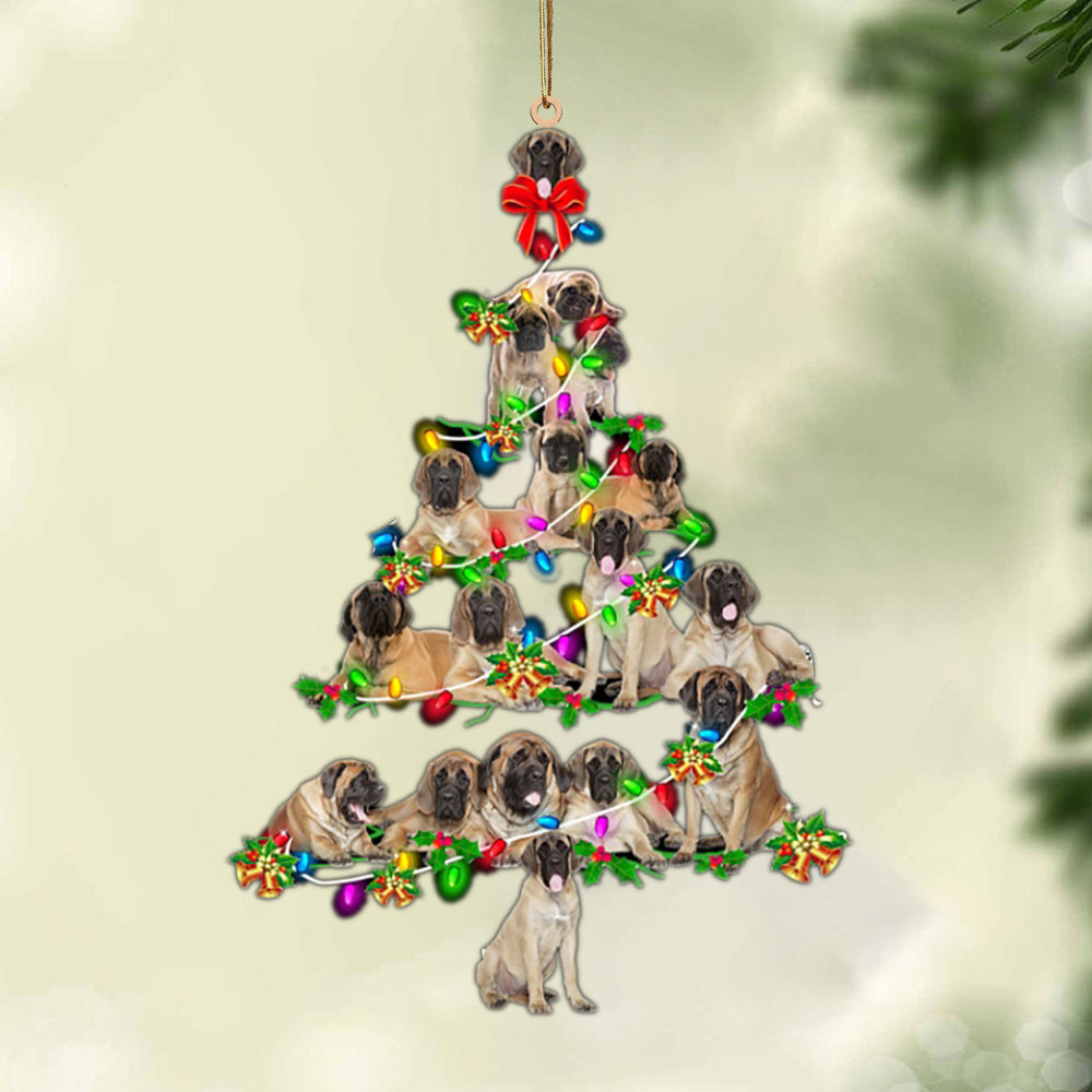 English Mastiff-Christmas Tree Lights-Two Sided Ornament