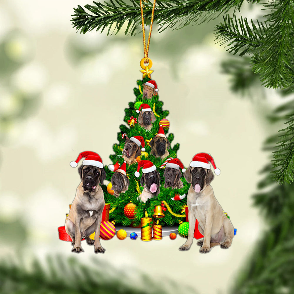 English Mastiff-Xmas Tree&amp;Dog-Two Sided Ornament