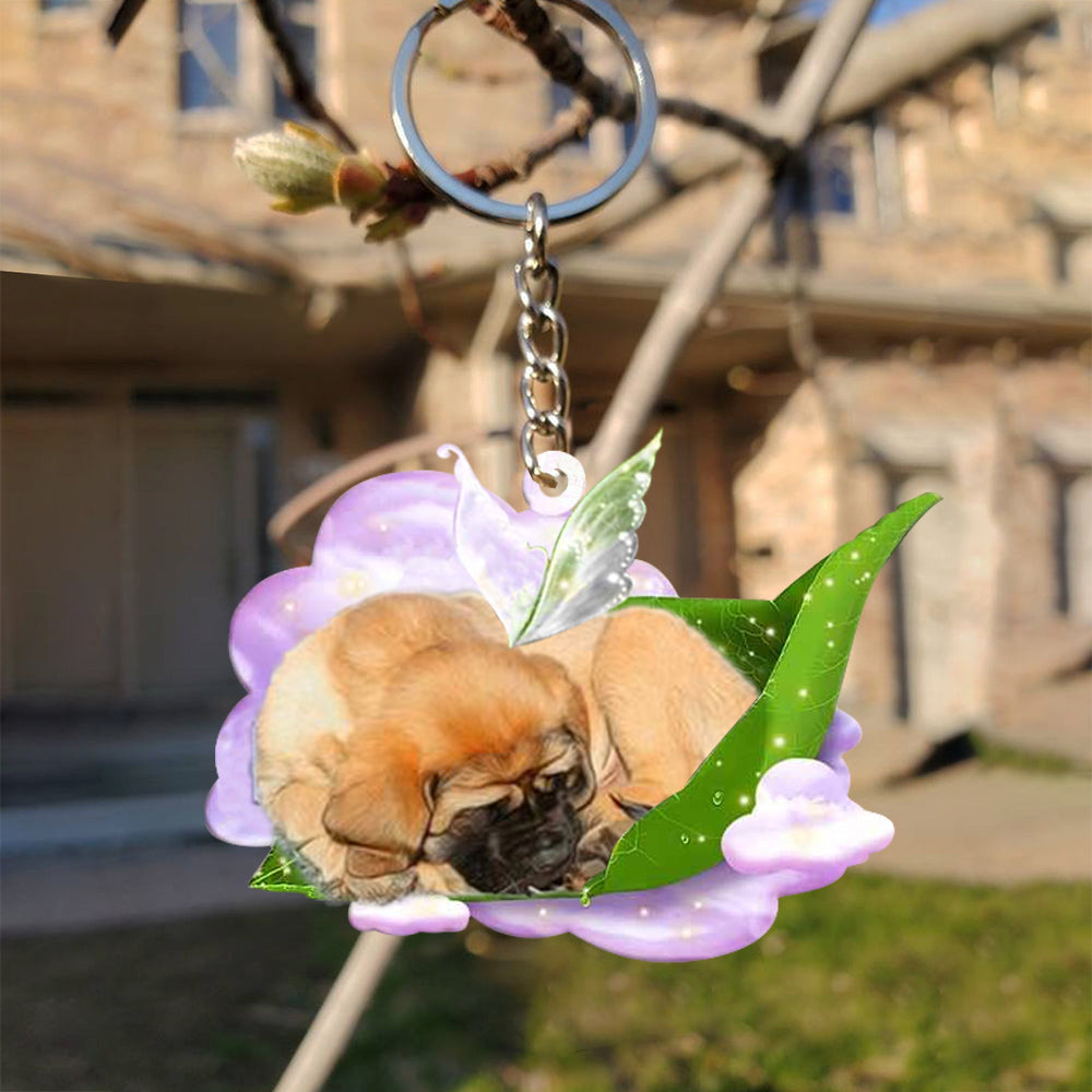 English Mastiff-Sleep On Fallen Leaves Flat Acrylic Keychain