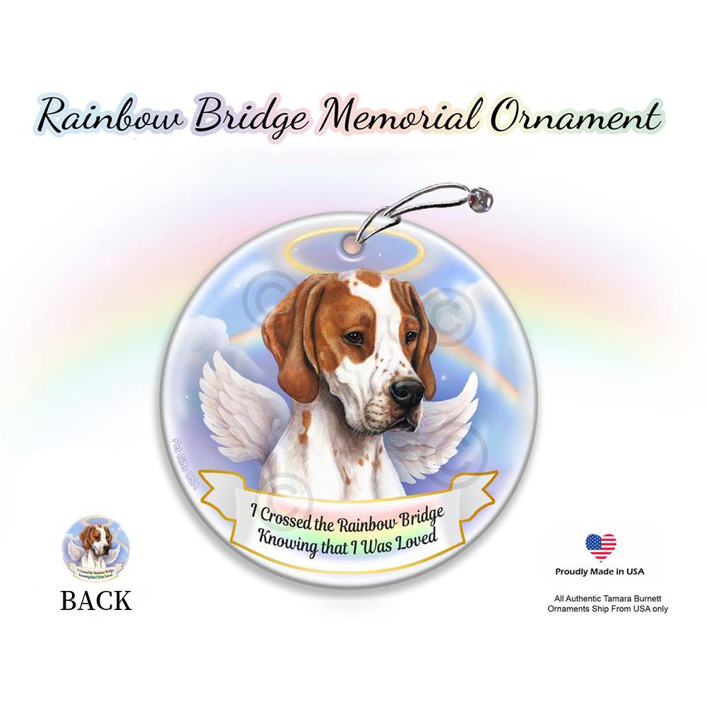 Rainbow Bridge Memorial-English Pointer Red &amp; White Porcelain Hanging Ornament