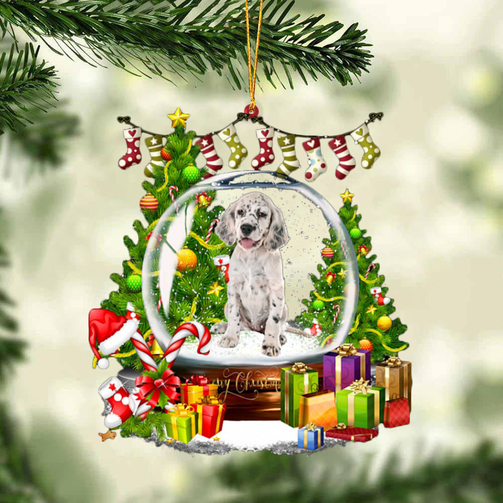 English Setter-Christmas Crystal Box Dog-Two Sided Ornament