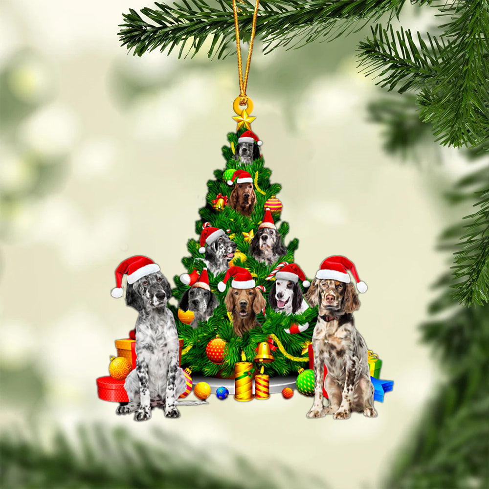 English Setter-Xmas Tree&amp;Dog-Two Sided Ornament