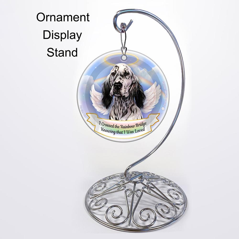 Rainbow Bridge Memorial-English Setter Black &amp; White Porcelain Hanging Ornament