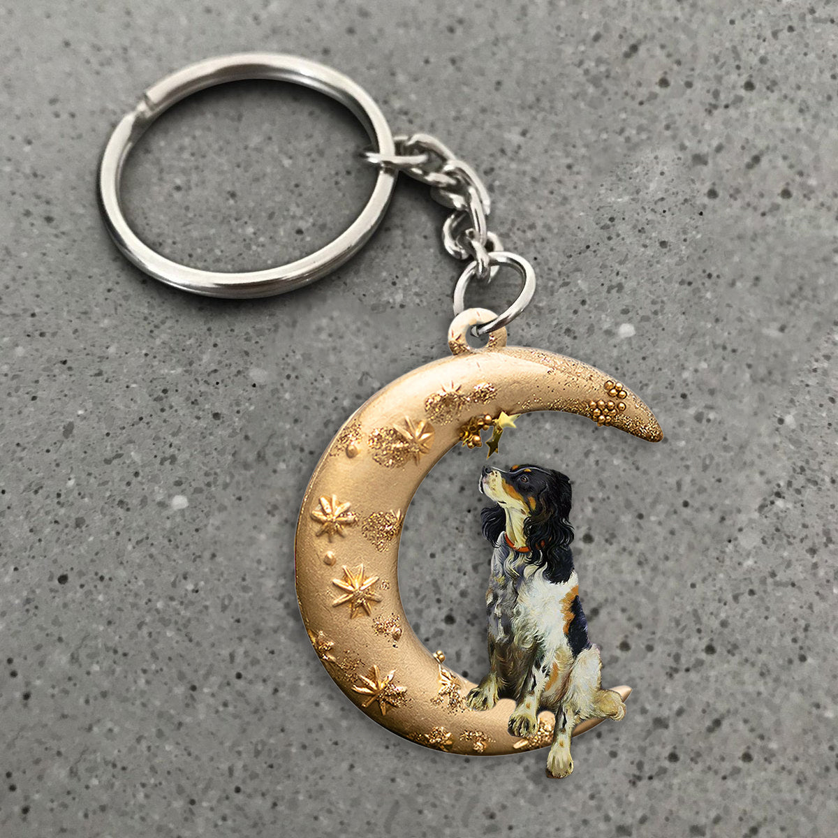 English Setter-Dog &amp; Moon Flat Acrylic Keychain