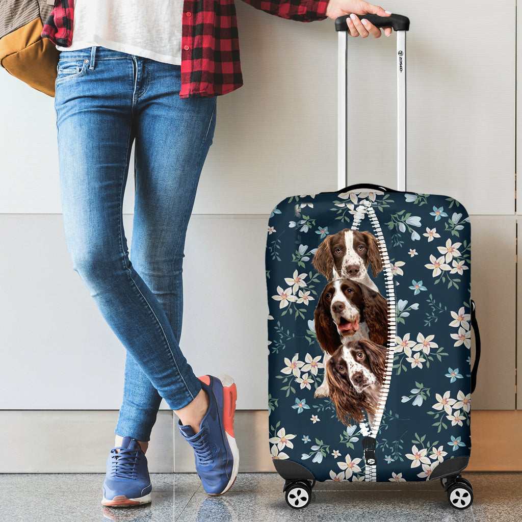 English Springer Spanie-Flowers-Luggage covers