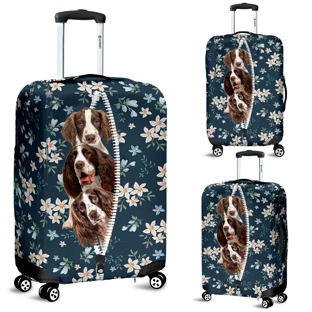 English Springer Spanie-Flowers-Luggage covers