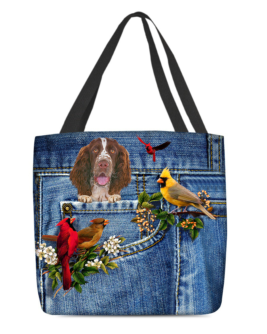 English Springer Spaniel-Cardinal &amp; Dog Cloth Tote Bag