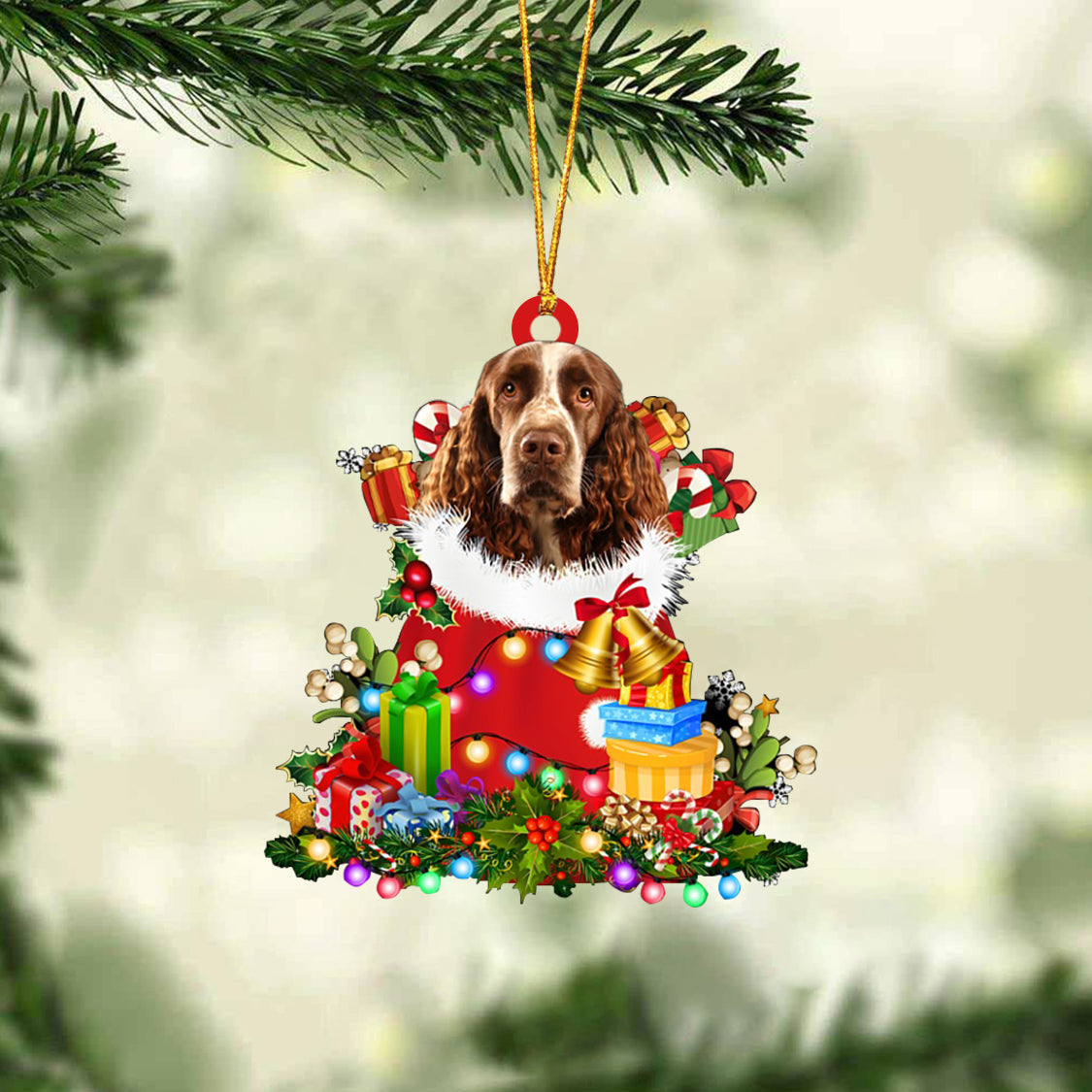 English Springer Spaniel-Christmas Bag Gift-Two Sided Ornament