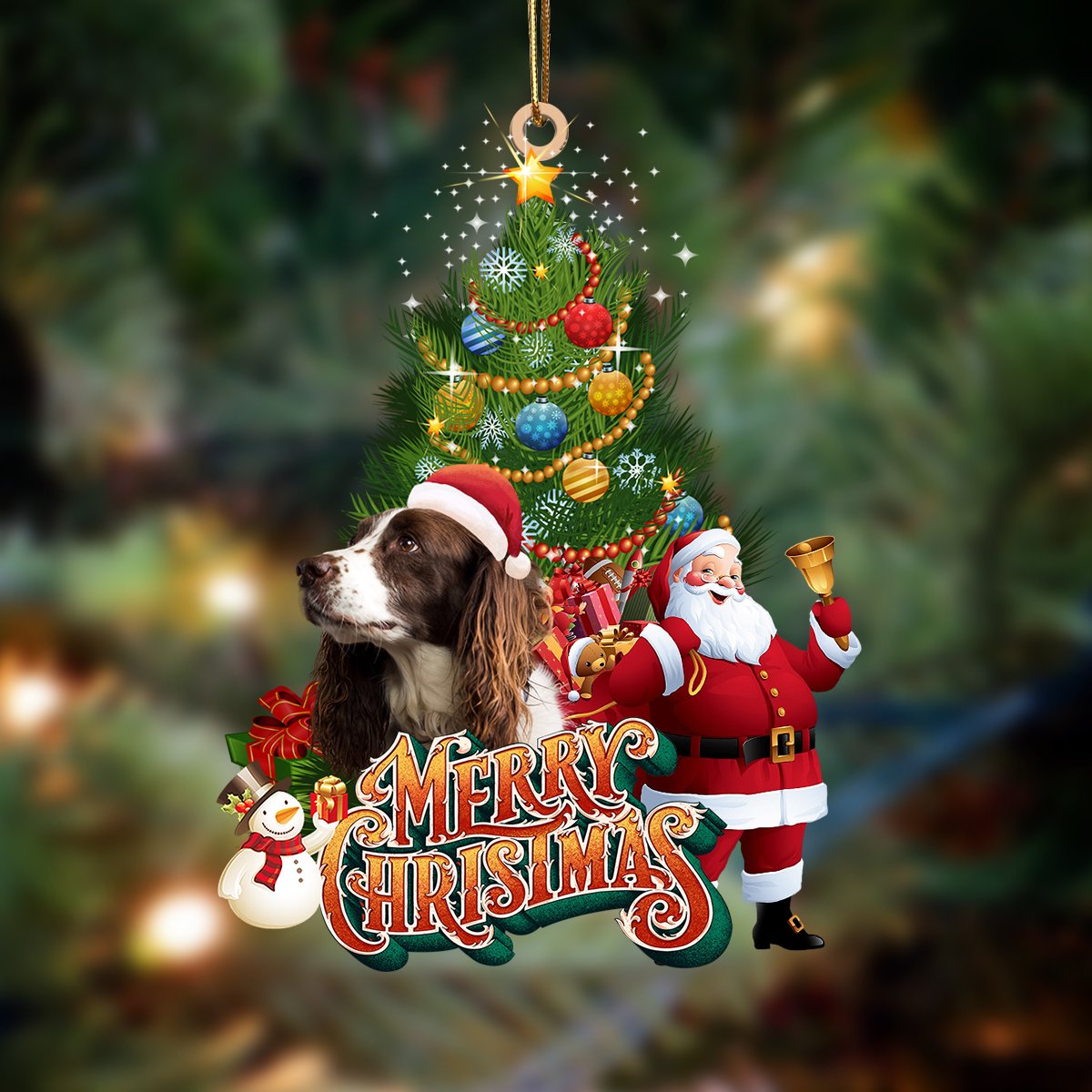 English Springer Spaniel-Christmas Tree&amp;Dog Hanging Ornament