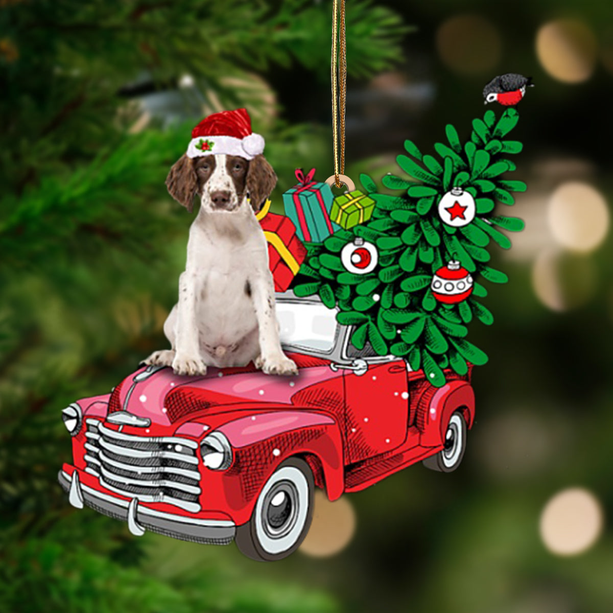 English Springer Spaniel 1-Pine Truck Hanging Ornament