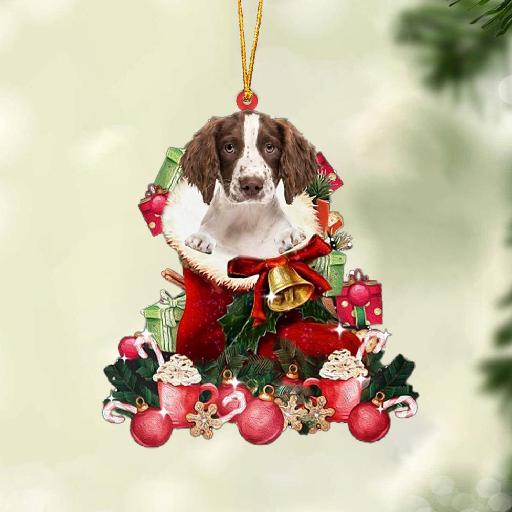 English Springer Spaniel 1-Red Boot Hanging Ornament