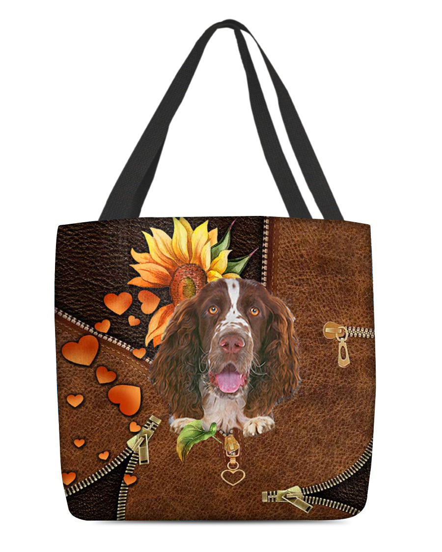 English Springer Spaniel-Sunflower&amp;zipper Cloth Tote Bag