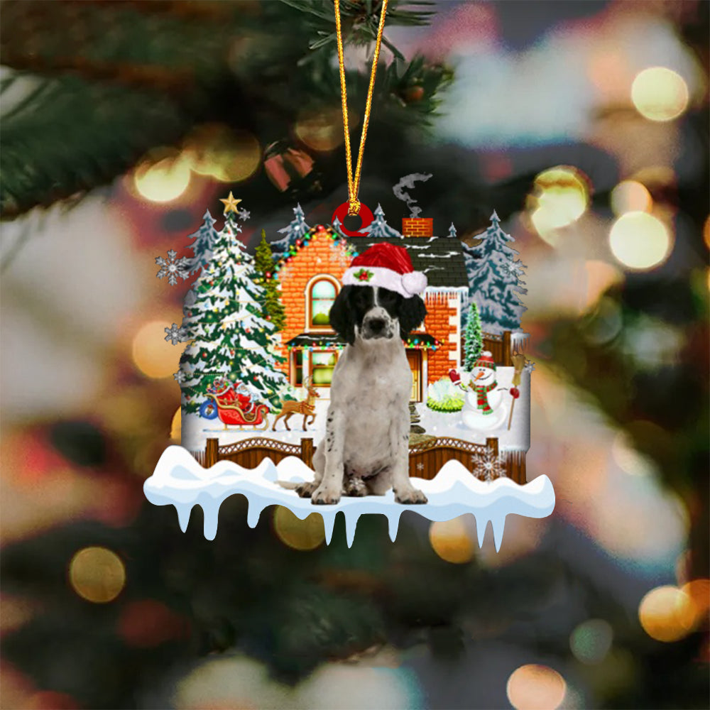 English Springer Spaniel 2-Xmas House-Two Sided Ornament