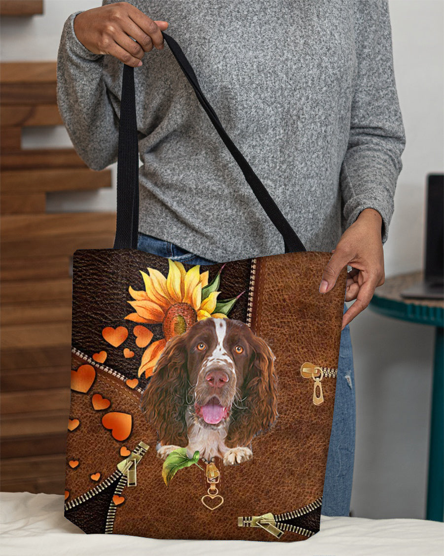 English Springer Spaniel-Sunflower&amp;zipper Cloth Tote Bag