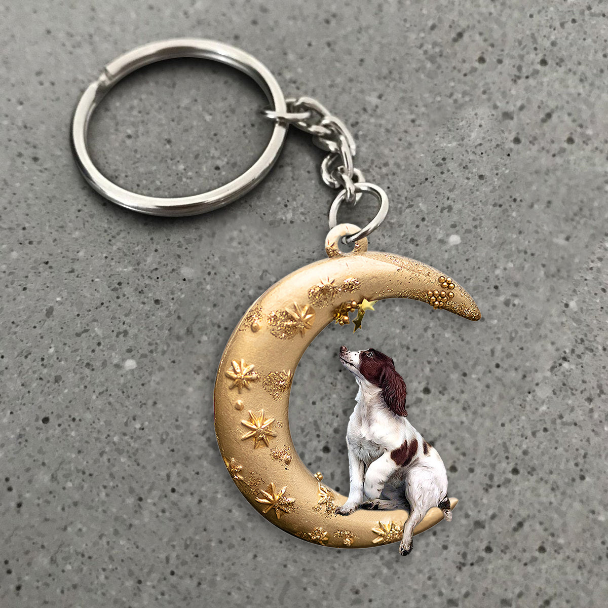 English Springer Spaniel-Dog &amp; Moon Flat Acrylic Keychain