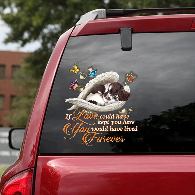 English Springer Spaniel Sleeping Angel Lived Forever Decal
