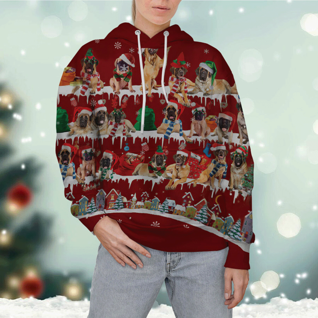 English Mastiff - Snow Christmas - 3D Hoodie