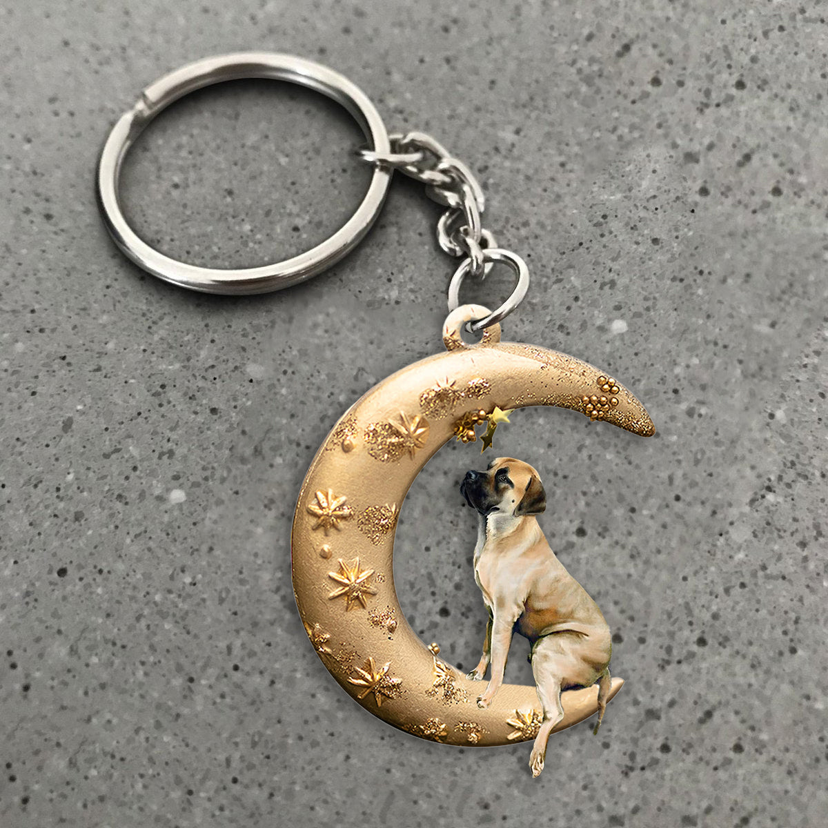 English mastiff-Dog &amp; Moon Flat Acrylic Keychain