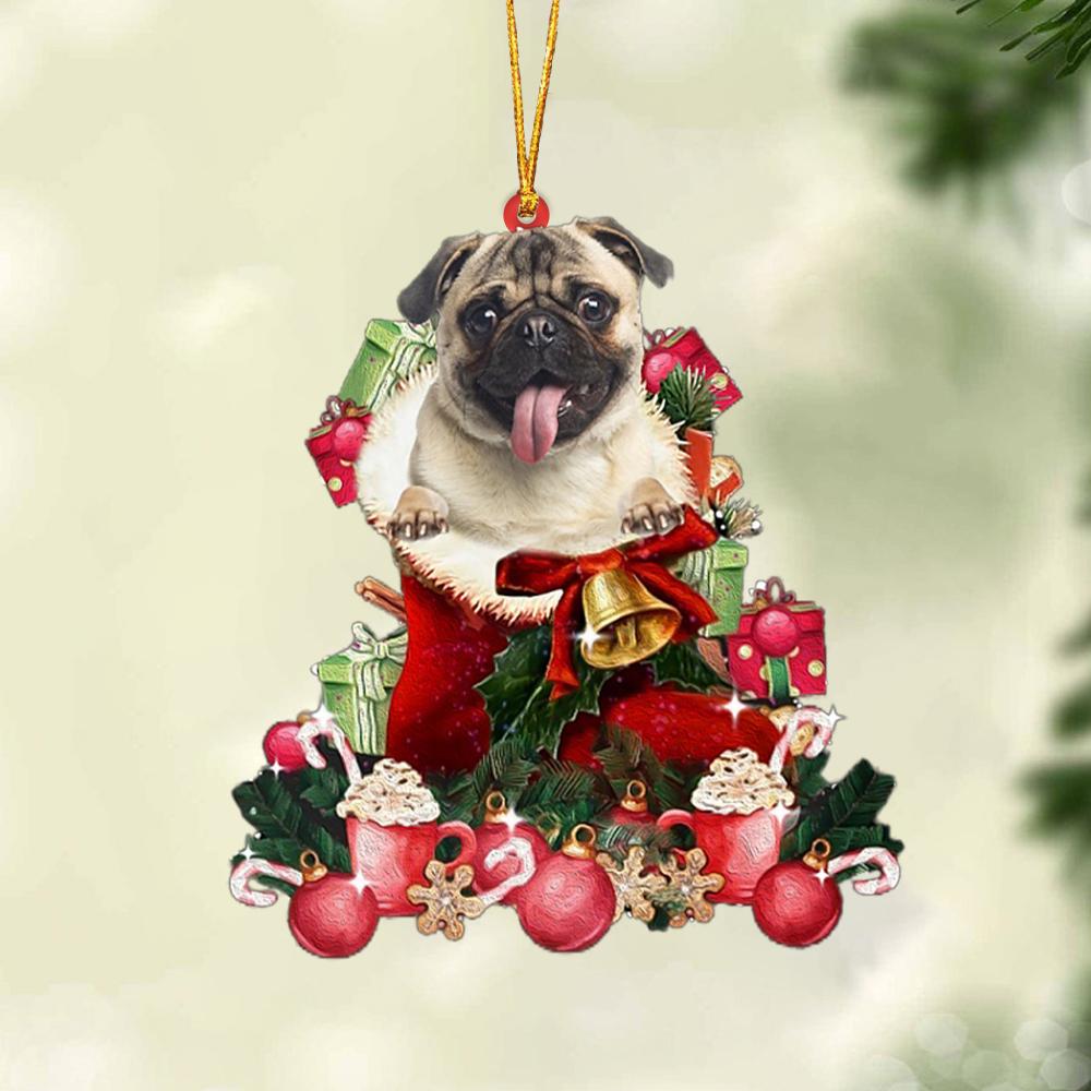 FAWN Pug-Red Boot Hanging Ornament