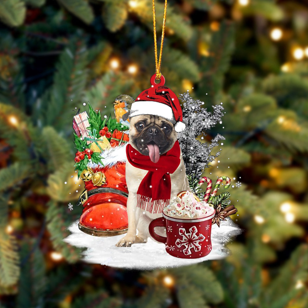 FAWN Pug 1-Winter Cup-Two Sided Ornament