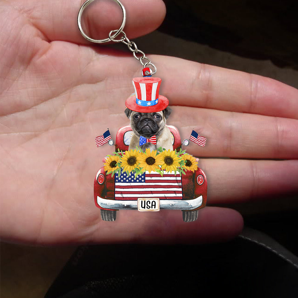 FAWN Pug 2-USA Truck Flat Acrylic Keychain