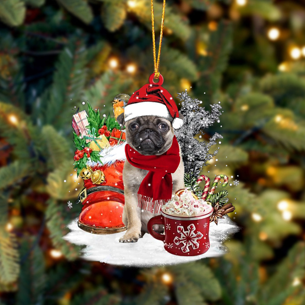 FAWN Pug 2-Winter Cup-Two Sided Ornament