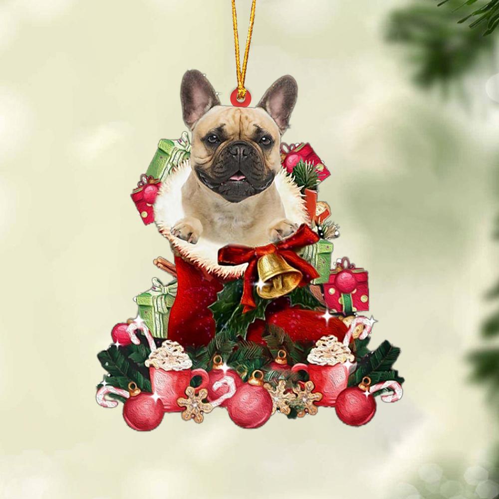 Fawn French Bulldog-Red Boot Hanging Ornament