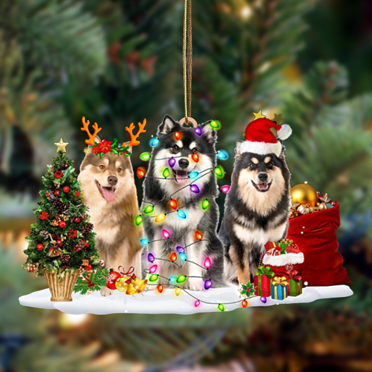 Finnish Lapphund-Christmas Dog Friends Hanging Ornament