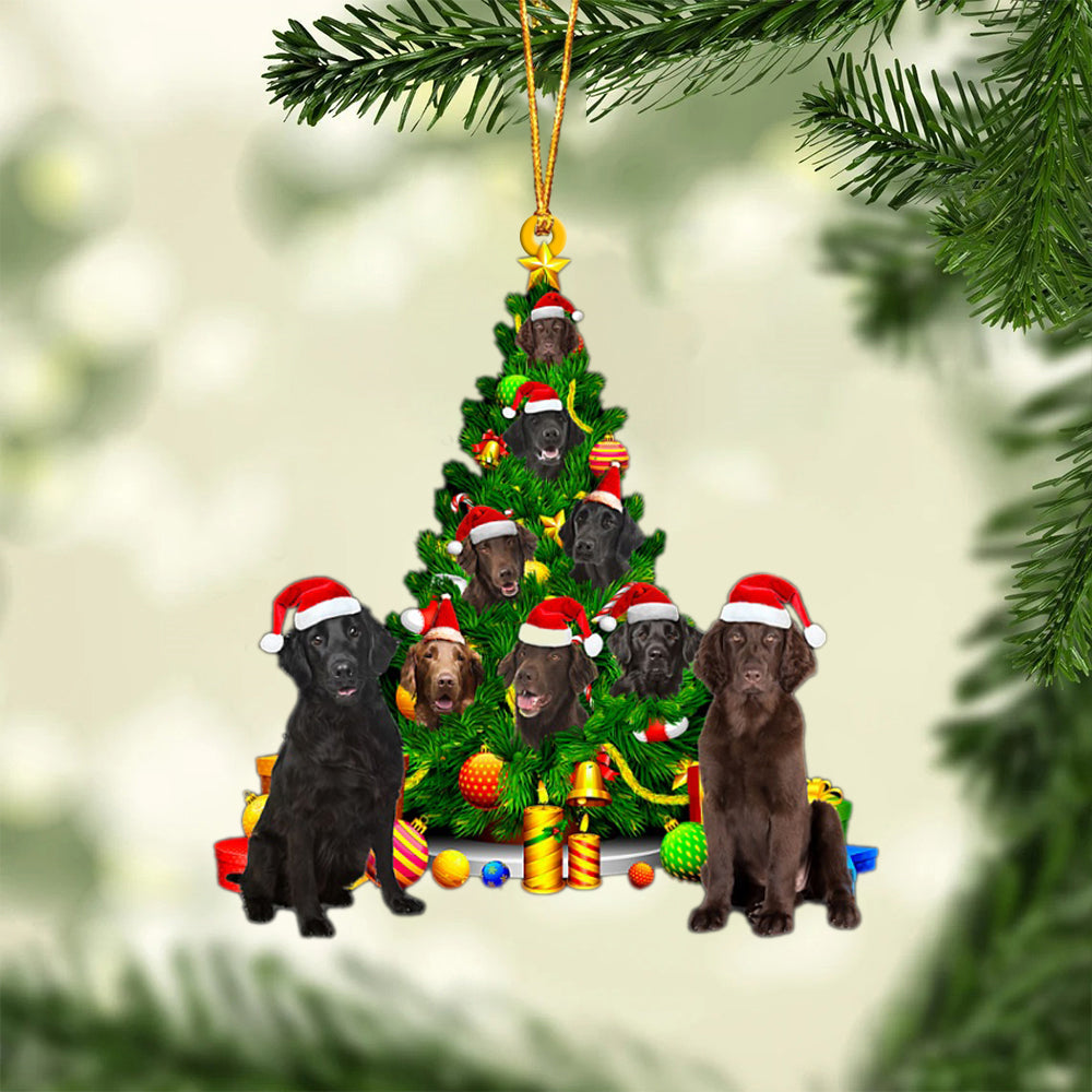 Flat Coated Retriever-Xmas Tree&amp;Dog-Two Sided Ornament