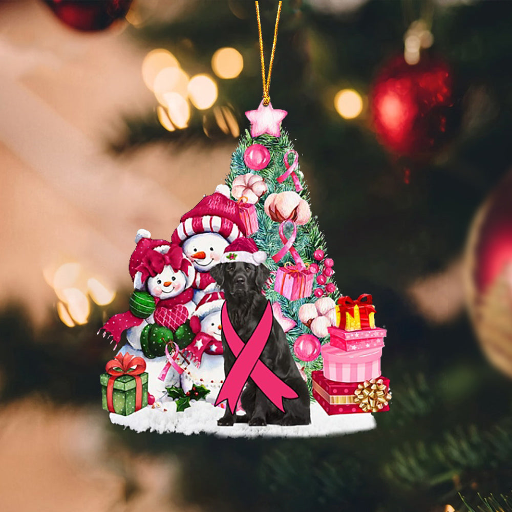 Flat coated Retriever-Christmas in Pink-Two Sided Ornament