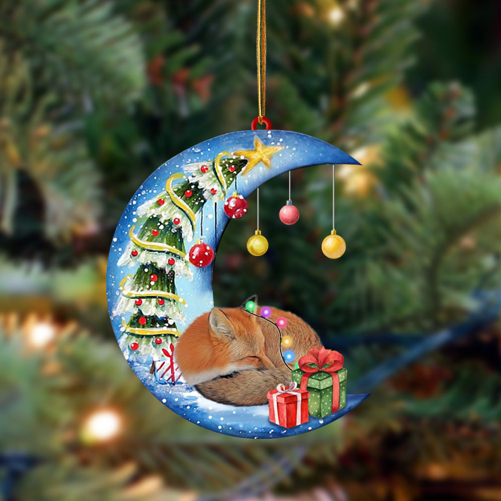 Fox-Sleep On The Moon Christmas Two Sided Ornament