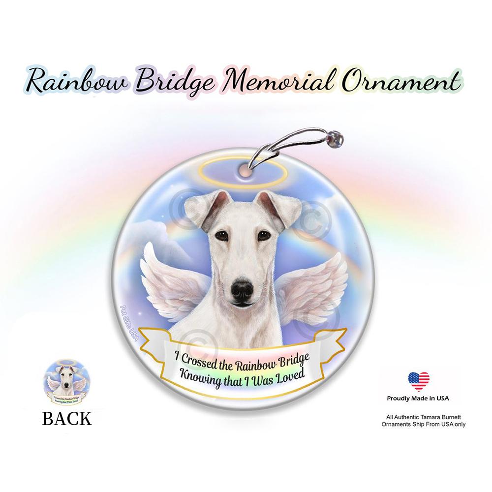 Rainbow Bridge Memorial-Fox Terrier White Porcelain Hanging Ornament