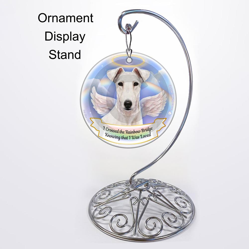Rainbow Bridge Memorial-Fox Terrier White Porcelain Hanging Ornament