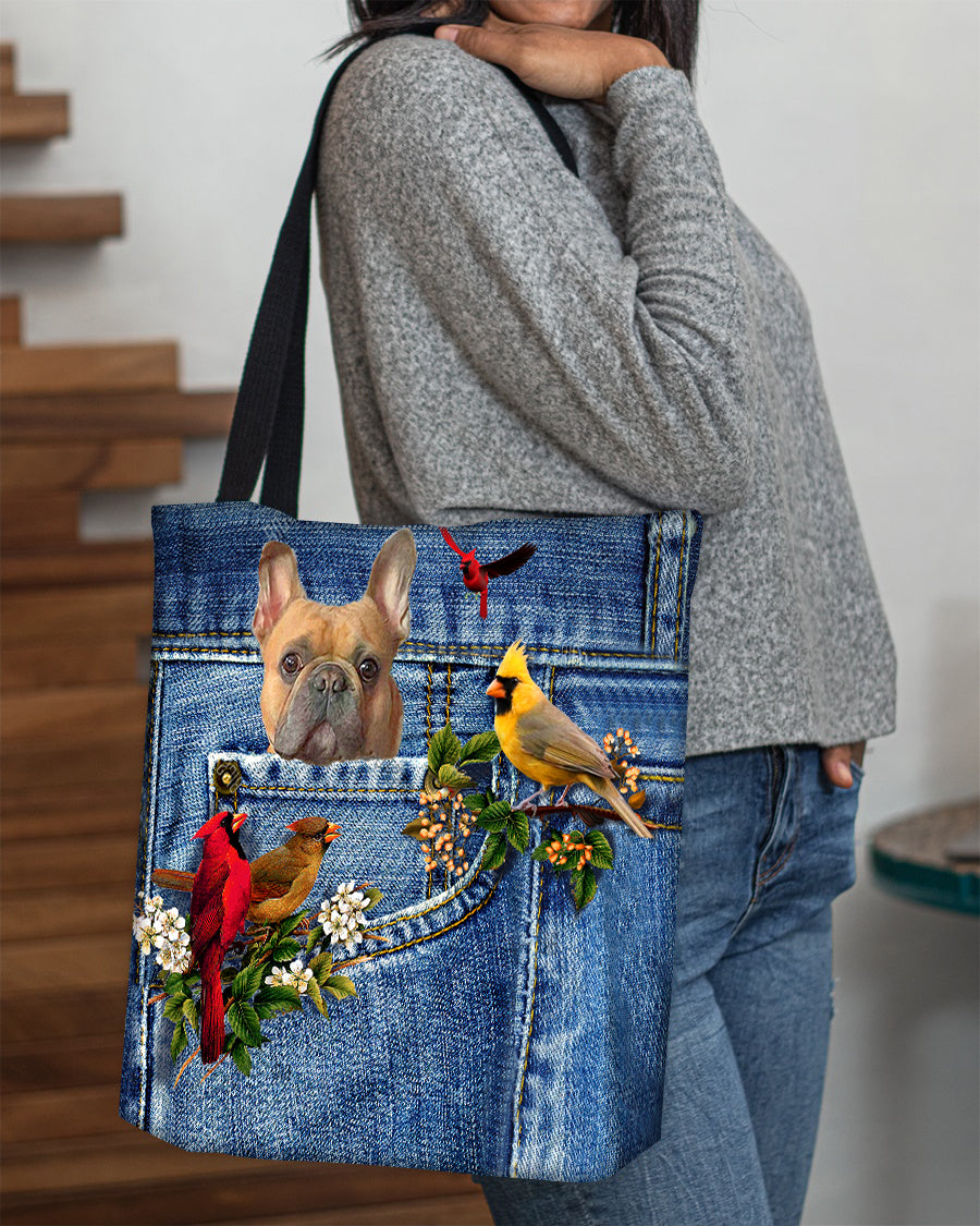 French Bulldog-Cardinal &amp; Dog Cloth Tote Bag