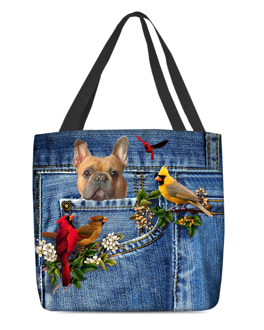 French Bulldog-Cardinal &amp; Dog Cloth Tote Bag