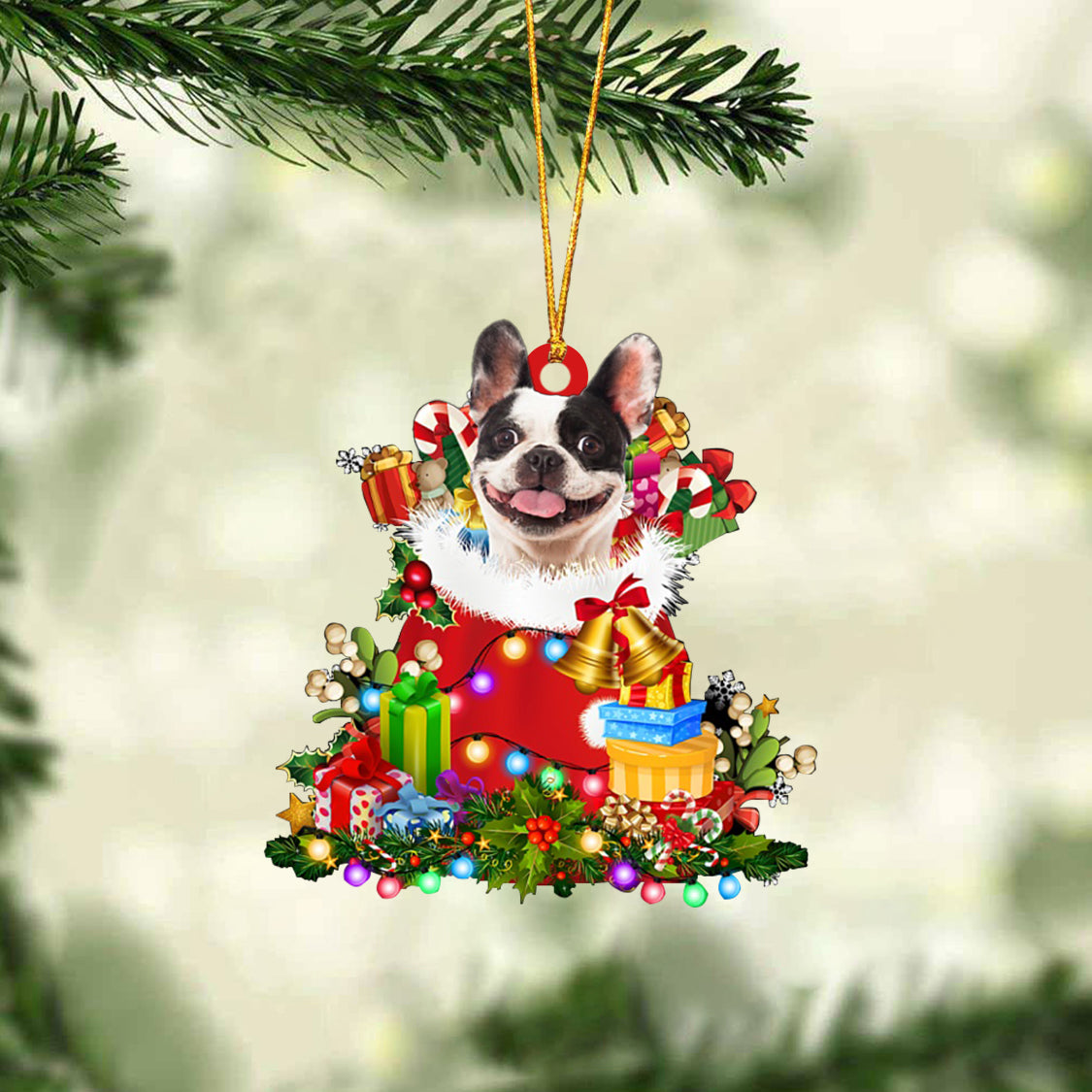 French Bulldog-Christmas Bag Gift-Two Sided Ornament