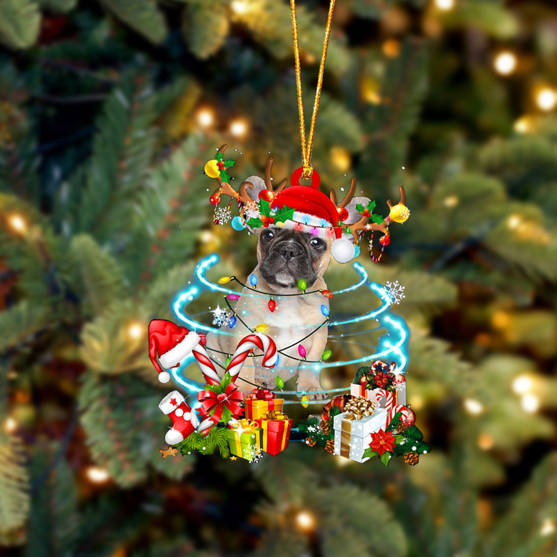French Bulldog-Christmas Candy&amp;Gift-Two Sided Ornament