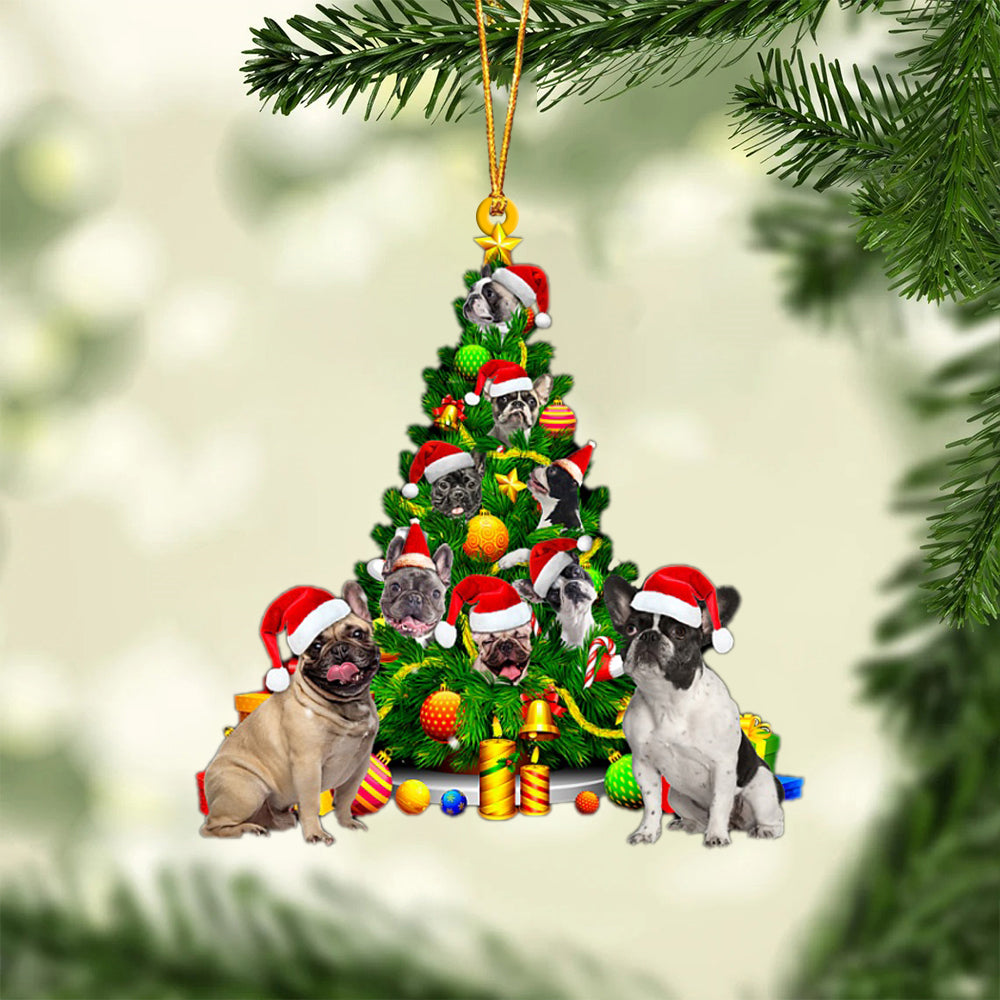 French Bulldog-Xmas Tree&Dog-Two Sided Ornament