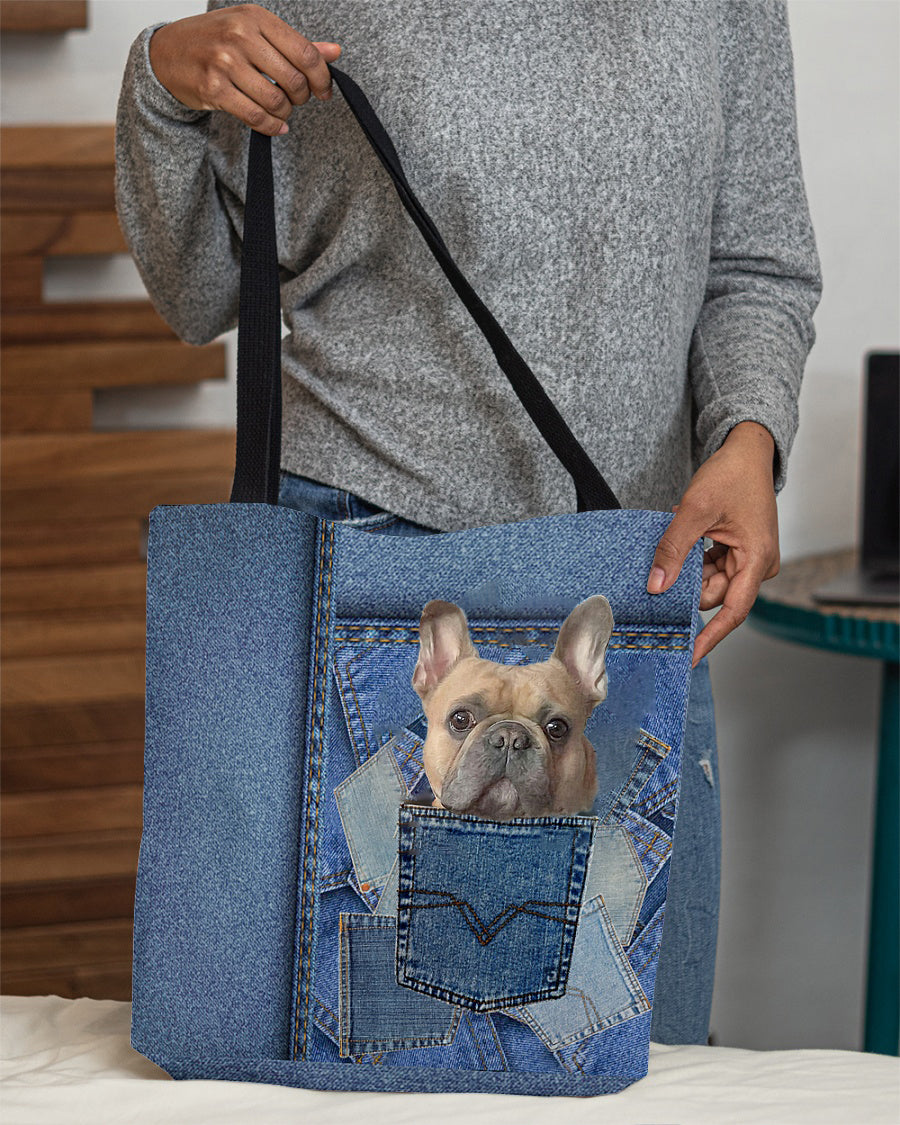 French Bulldog-in pocket2-Cloth Tote Bag