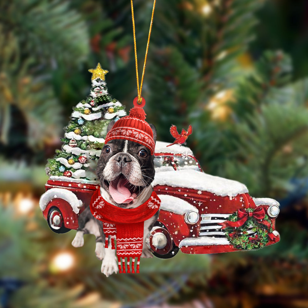 French Bulldog 2-Christmas Car Two Sided Ornament